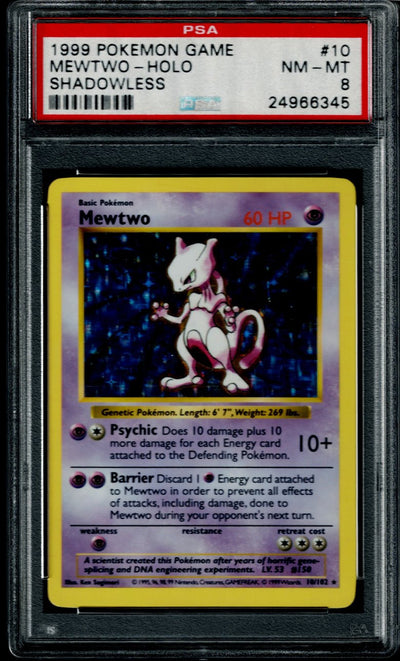 Pokemon Base Set Shadowless Mewtwo #10 – Holo PSA 8