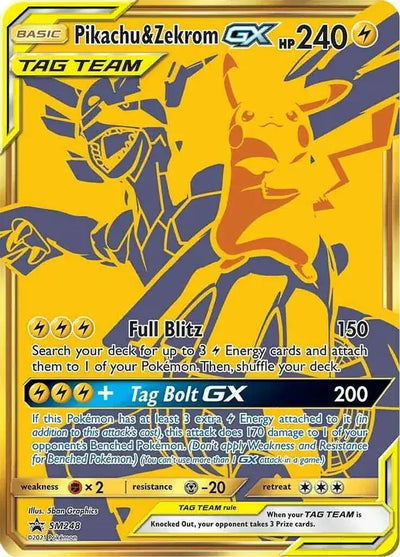 Pokemon Sun & Moon Black Star Promo Pikachu & Zekrom GX #SM248