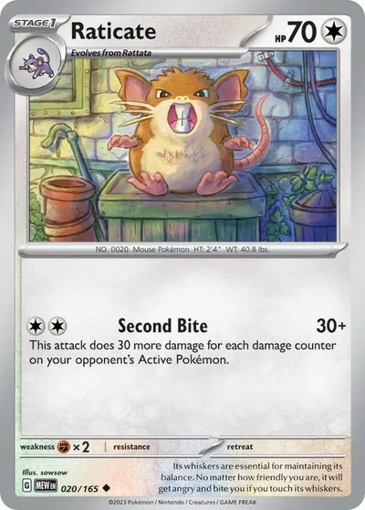 Pokemon Card 151 Raticate #20