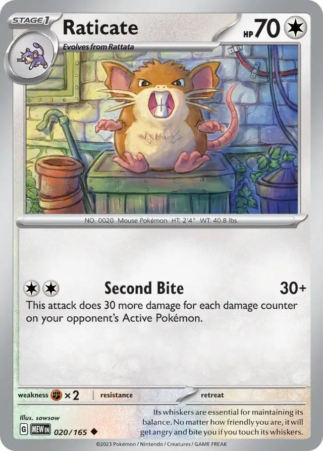 Pokemon Card 151 Raticate #20