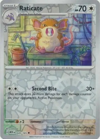 Pokemon Card 151 Raticate Reverse Holo #20