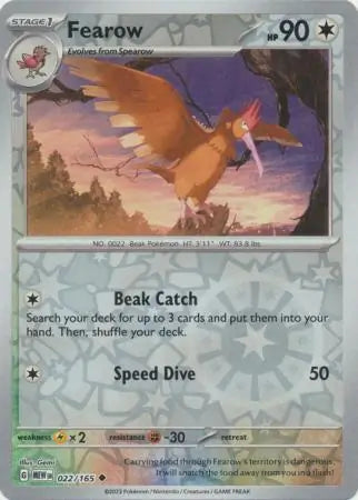 Pokemon Card 151 Fearow Reverse Holo #22