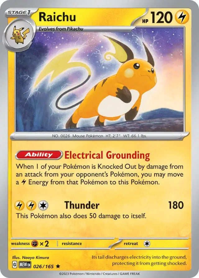 Pokemon Card 151 Raichu #26