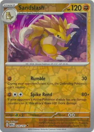 Pokemon Card 151 Sandslash Reverse Holo #28