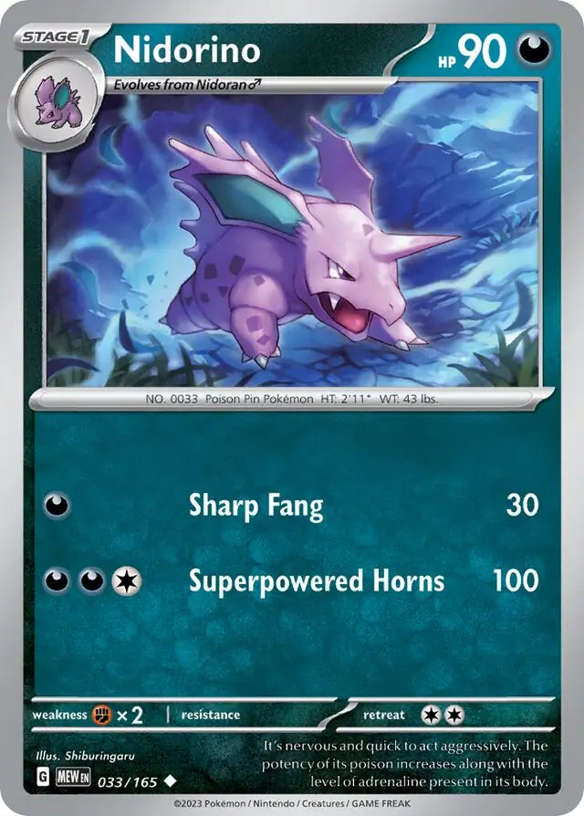 Pokemon Card 151 Nidorino #33