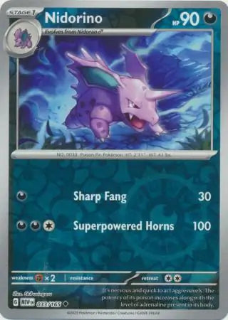 Pokemon Card 151 Nidorino Reverse Holo #33