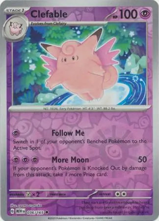 Pokemon Card 151 Clefable Reverse Holo #36
