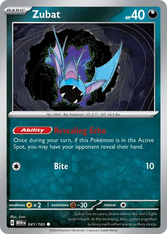 Pokemon Card 151 Zubat #41