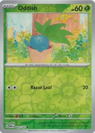Pokemon Card 151 Oddish Reverse Holo #43