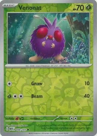 Pokemon Card 151 Venonat Reverse Holo #48