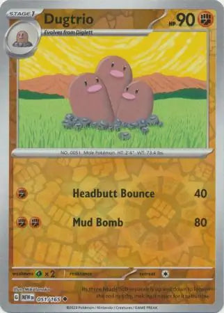 Pokemon Card 151 Dugtrio Reverse Holo #51