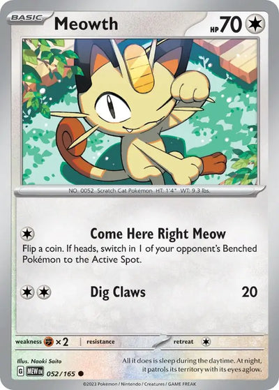 Pokemon Card 151 Meowth #52