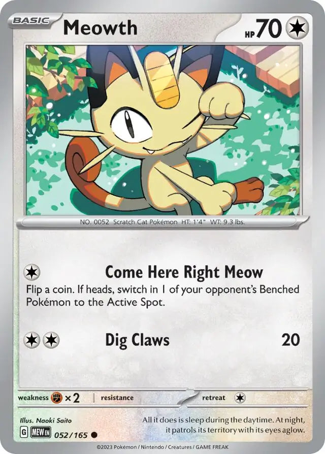 Pokemon Card 151 Meowth #52