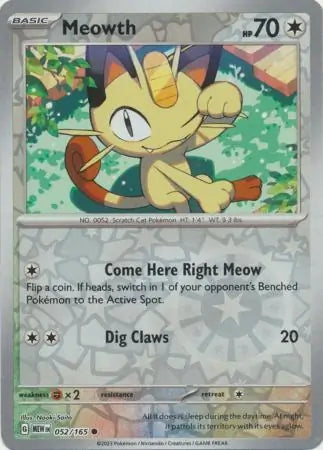 Pokemon Card 151 Meowth Reverse Holo #52