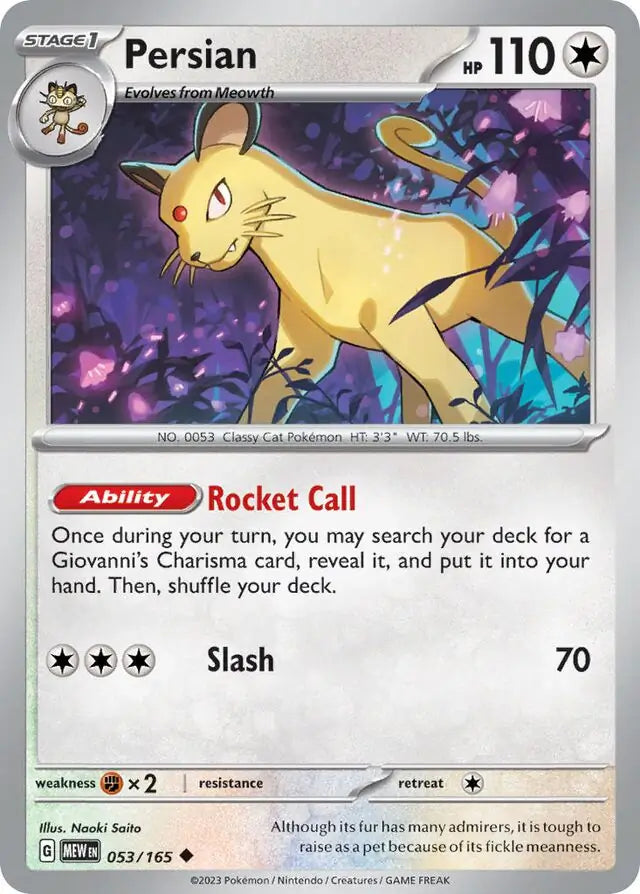 Pokemon Card 151 Persian #53