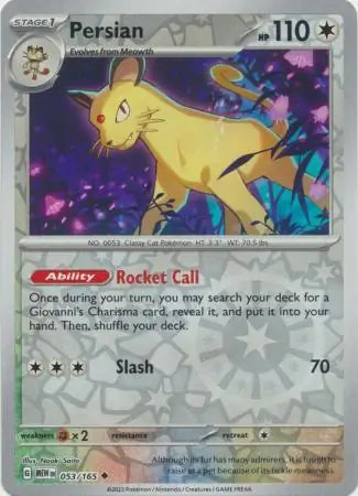 Pokemon Card 151 Persian Reverse Holo #53