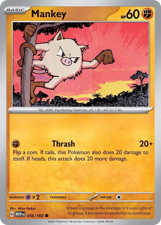 Pokemon Card 151 Mankey #56