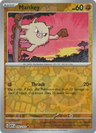 Pokemon Card 151 Mankey Reverse Holo #56