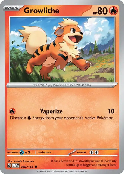 Pokemon Card 151 Growlithe #58