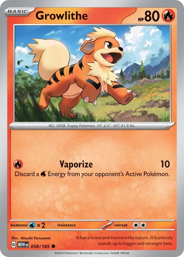 Pokemon Card 151 Growlithe #58