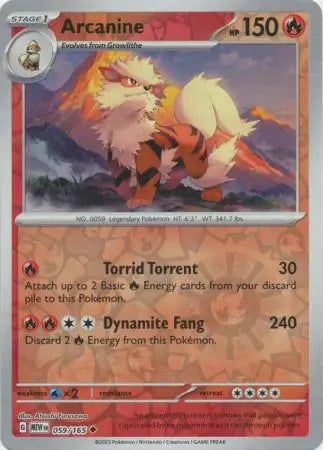 Pokemon Card 151 Arcanine Reverse Holo #59