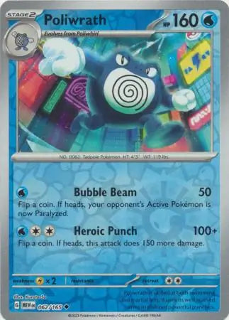 Pokemon Card 151 Poliwrath Reverse Holo #62