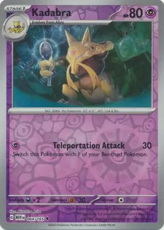 Pokemon Card 151 Kadabra Reverse Holo #64