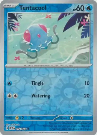 Pokemon Card 151 Tentacool Reverse Holo #72