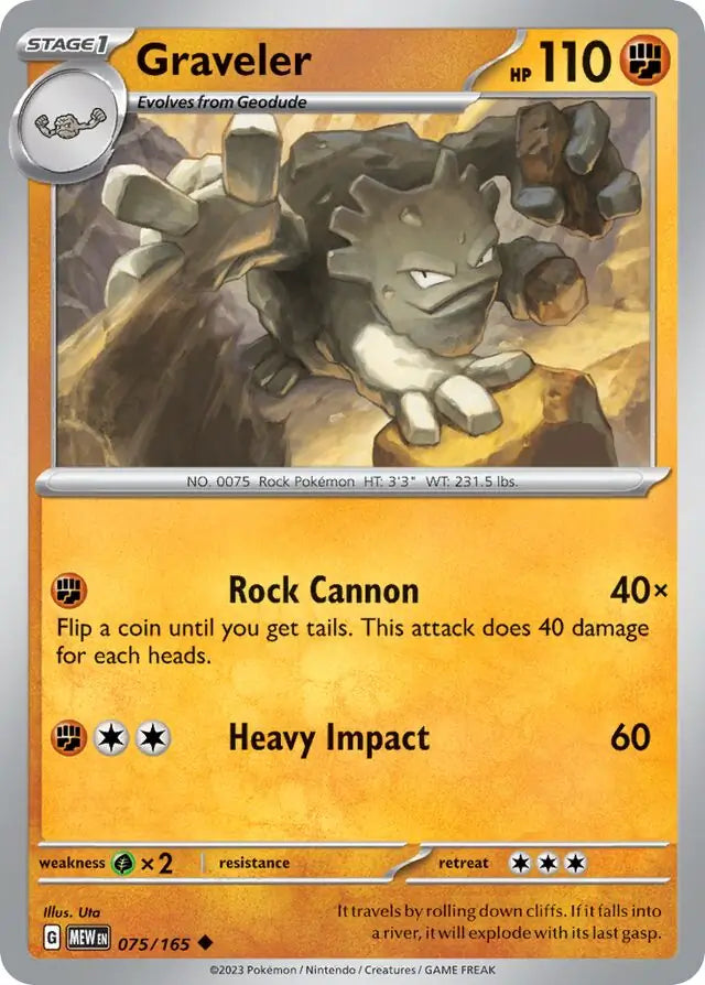 Pokemon Card 151 Graveler #75