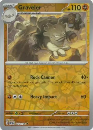 Pokemon Card 151 Graveler Reverse Holo #75