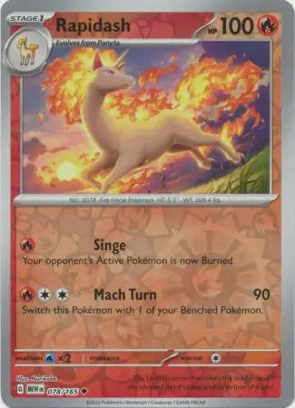 Pokemon Card 151 Rapidash Reverse Holo #78