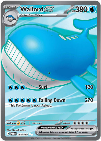 Pokemon Pitch Black Wailord ex #097
