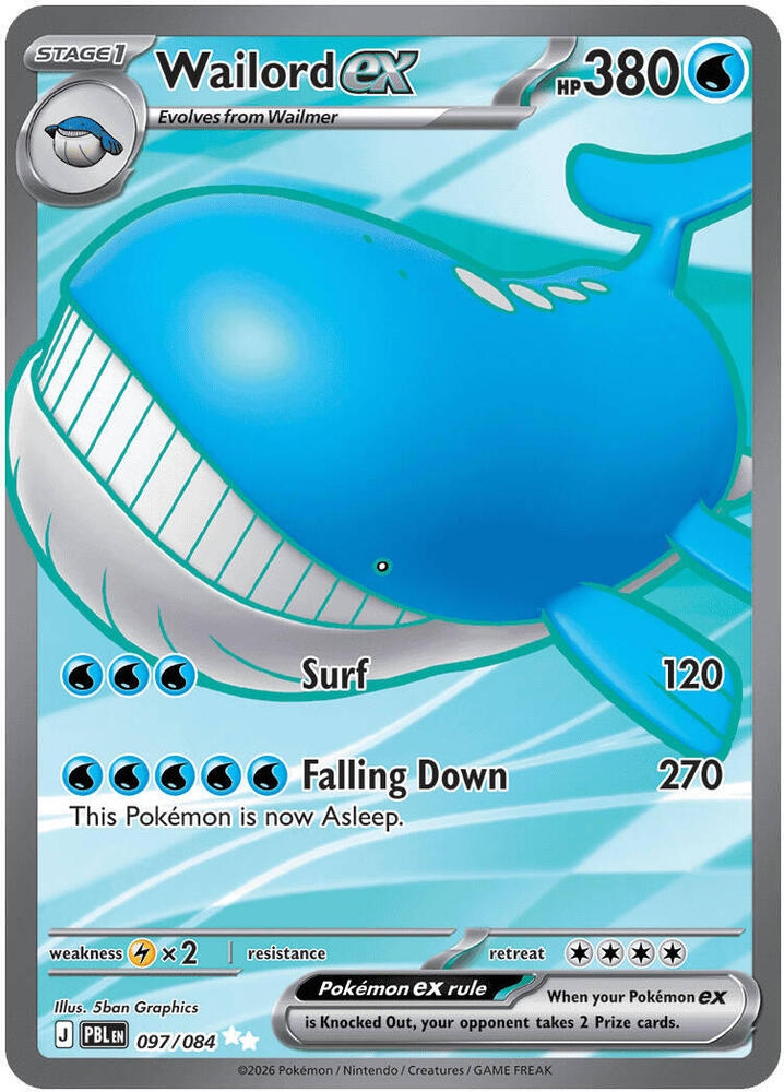 Pokemon Pitch Black Wailord ex #097