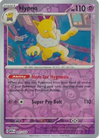 Pokemon Card 151 Hypno Reverse Holo #97