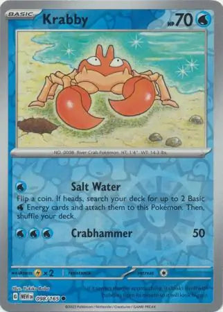 Pokemon Card 151 Krabby Reverse Holo #98
