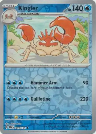 Pokemon Card 151 Kingler Reverse Holo #99