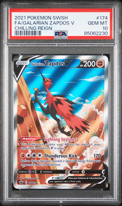 #174 FA/GALARIAN ZAPDOS V PSA 10