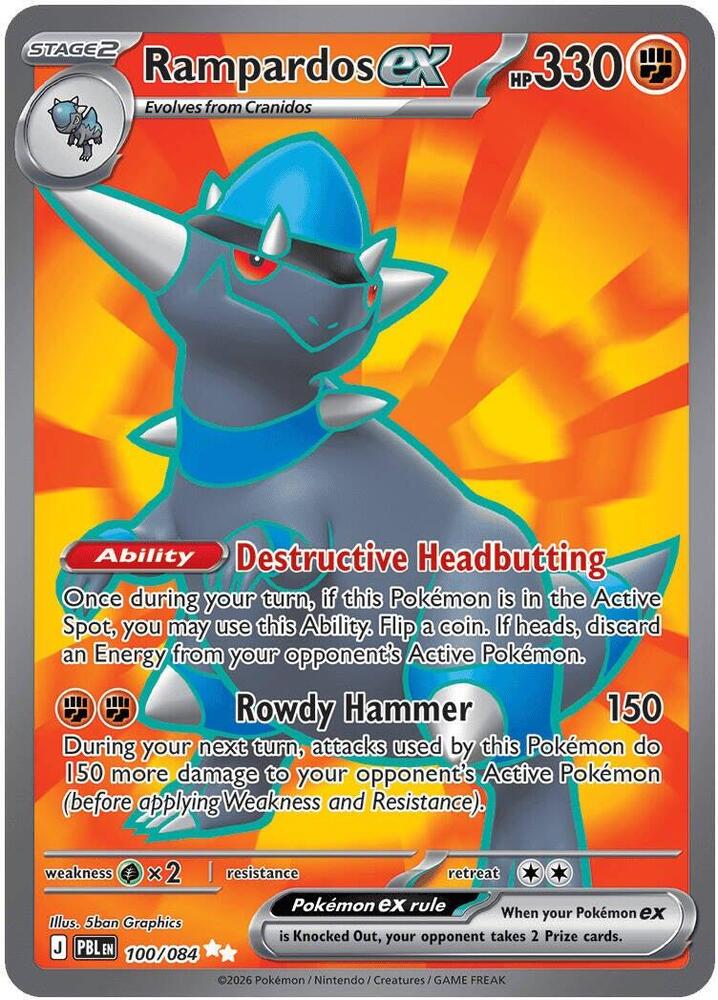 Pokemon Pitch Black Rampardos ex #100