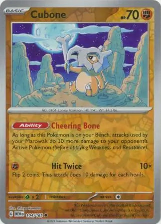 Pokemon Card 151 Cubone Reverse Holo #104