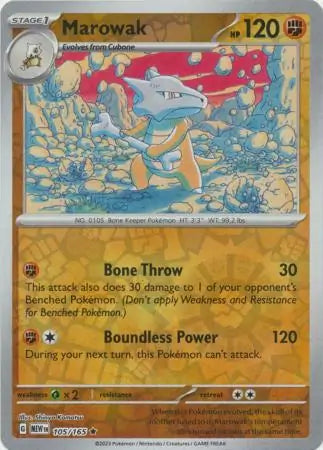 Pokemon Card 151 Marowak Reverse Holo #105