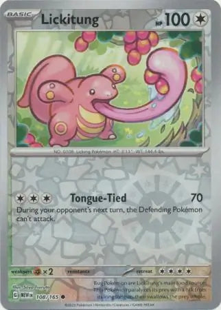 Pokemon Card 151 Lickitung Reverse Holo #108