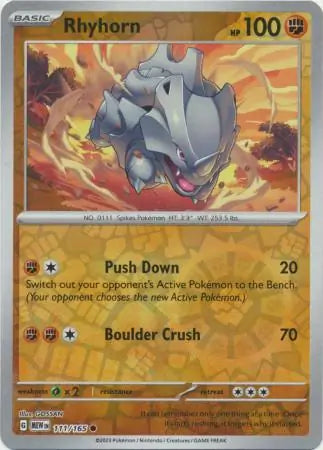 Pokemon Card 151 Rhyhorn Reverse Holo #111
