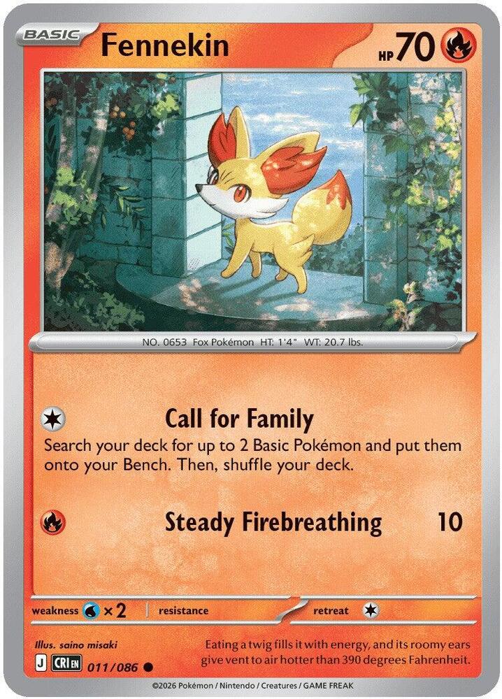 Pokemon Chaos Rising Fennekin Reverse Holofoil #11