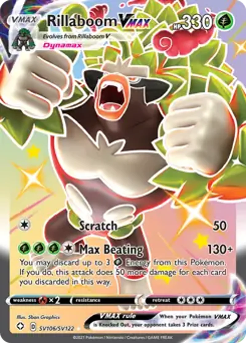 Pokemon Shining Fates Rillaboom VMAX #SV106