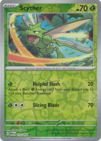 Pokemon Card 151 Scyther Reverse Holo #123