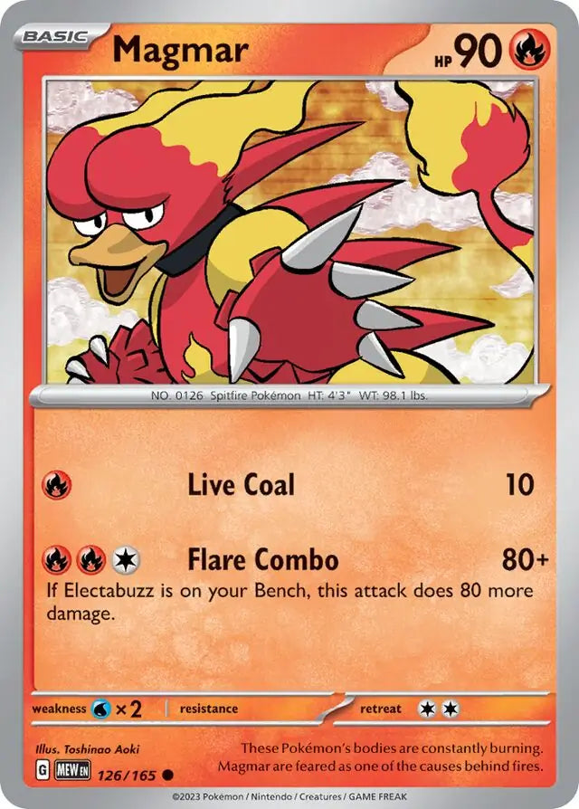 Pokemon Card 151 Magmar #126