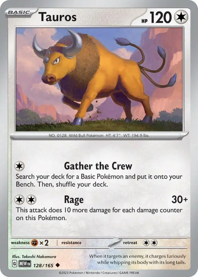 Pokemon Card 151 Tauros #128