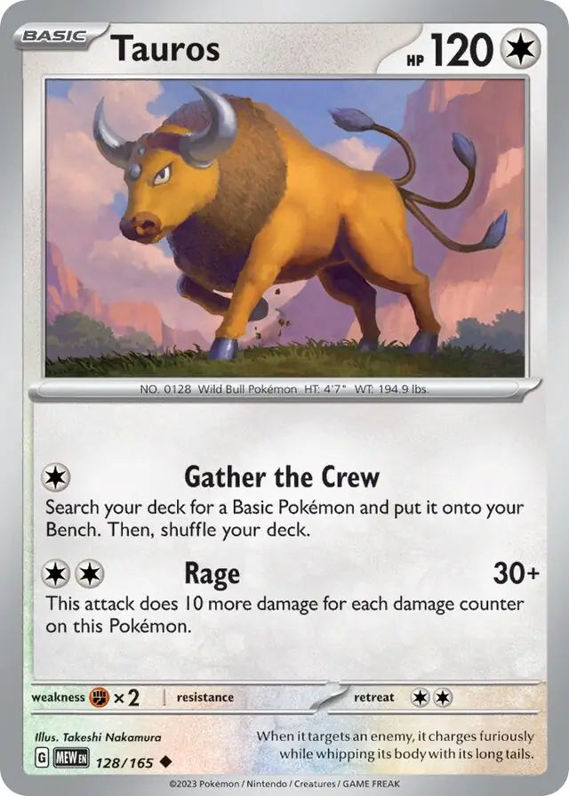 Pokemon Card 151 Tauros #128