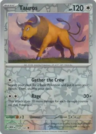 Pokemon Card 151 Tauros Reverse Holo #128