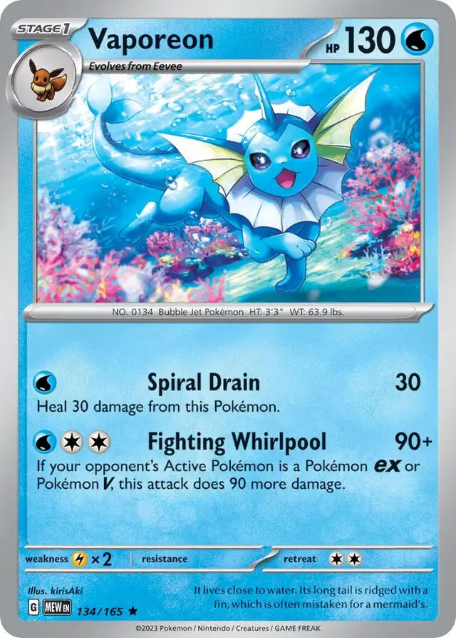 Pokemon Card 151 Vaporeon #134